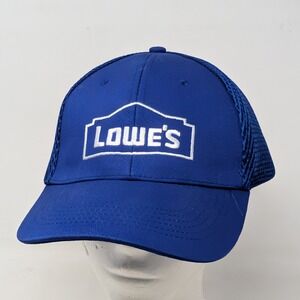 Lowes Employee Trucker Hat Blue Mesh Adjustable Snapback Cap LWE3159BL Logo
